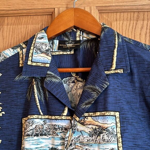 ROYAL CREATIONS Vintage Cotton Hawaiian Button Down Short Sleeve Shirt - Picture 7 of 11